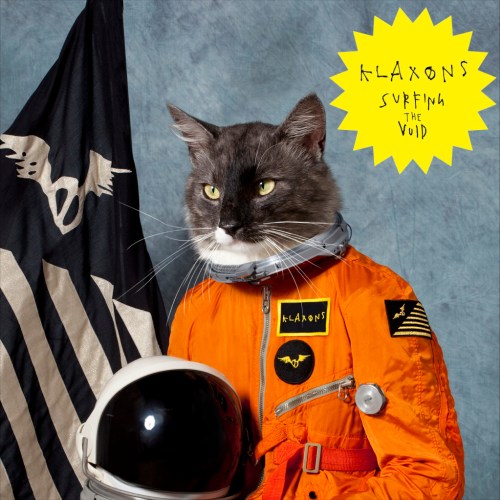the Klaxons Surfing the Void album cover with Cat photo artwork