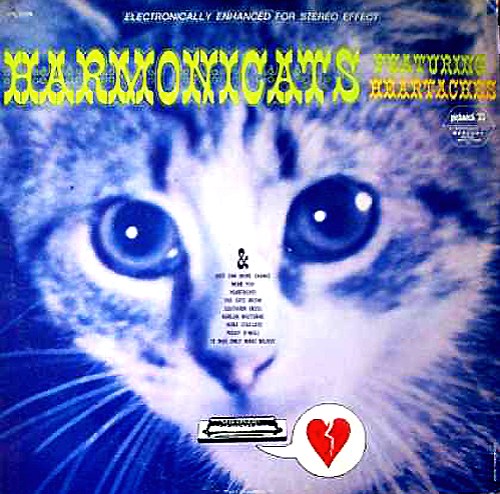 harmonicats featuring heartaches lp record album cover with cat artwork